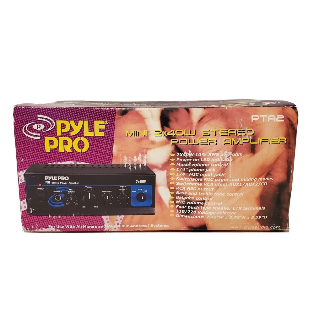 Pyle PTA2 Mini‎ 2x40W Stereo Mixer/Power Amplifier